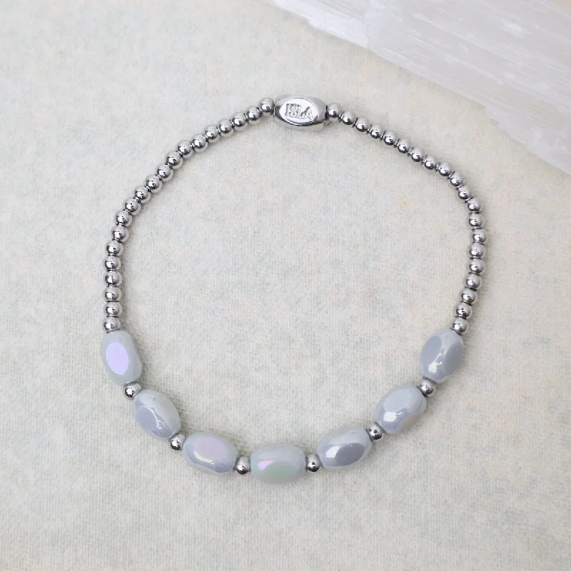 Ladies bracelets cute designs-Meet Me Half Way Pop Of Color Bracelet in Glacier Grey & Stainless Steel