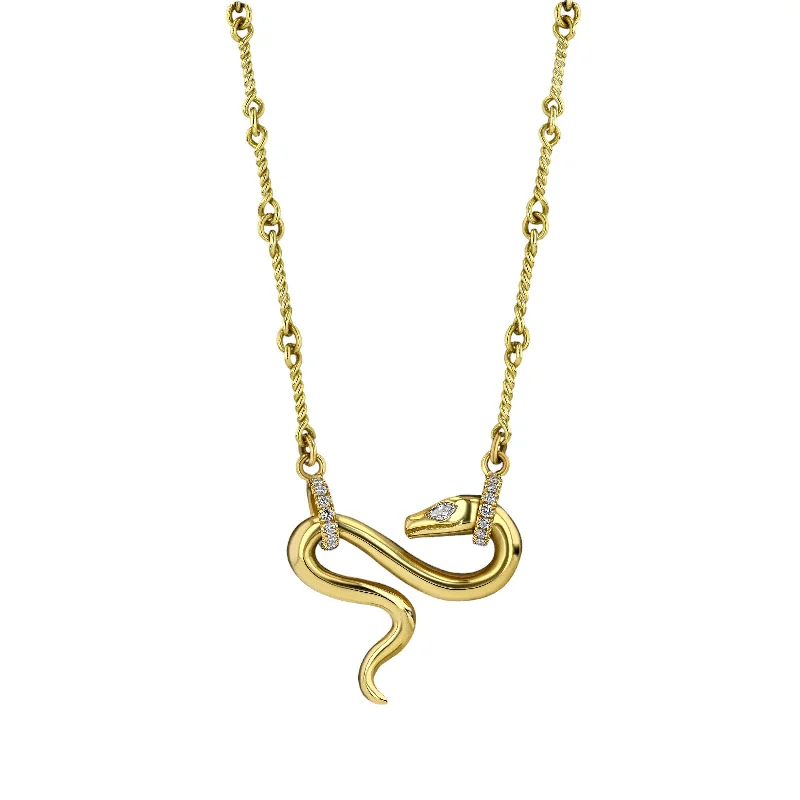 Ladies rings modern appeal-Diamond Serpent Necklace