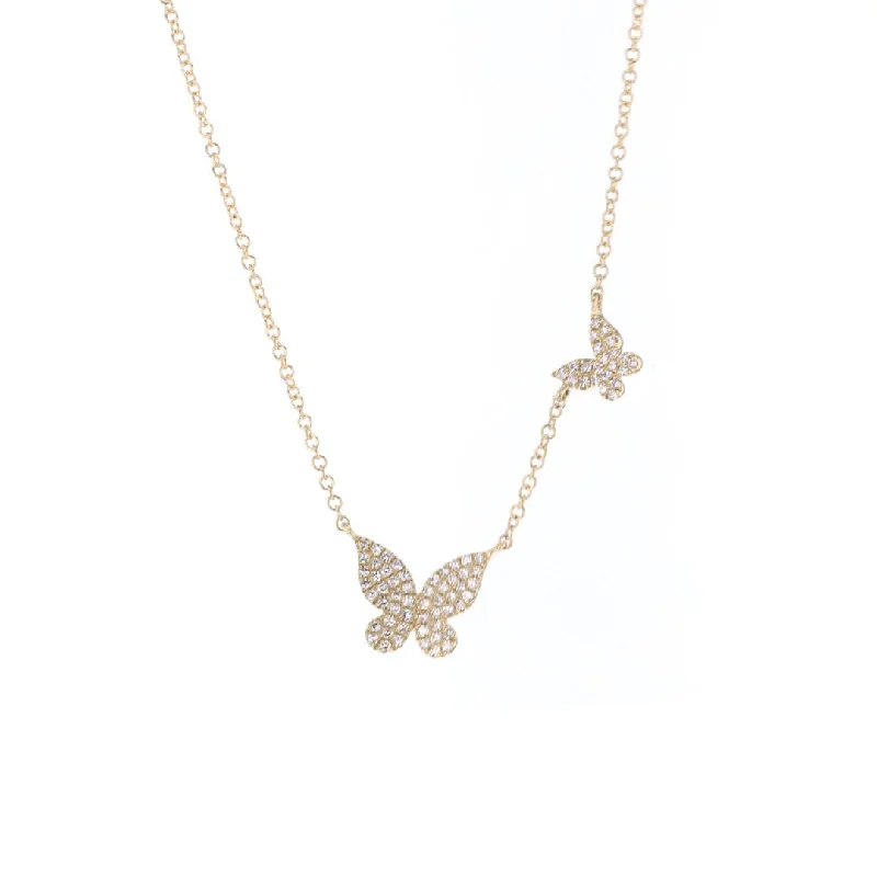 Ladies rings girlfriend surprises-0.18 ctw Diamond Butterfly Necklace