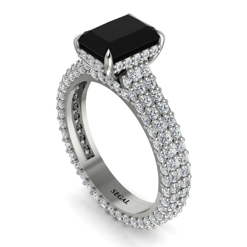 Ladies engagement rings gothic appeal-Radiant Cut Black Diamond Pave Engagement Ring - Kenzie No. 9