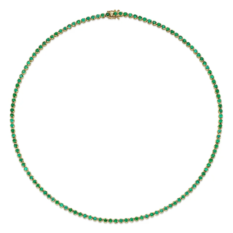 Ladies rings diamond accents-Classic Emerald Tennis Necklace