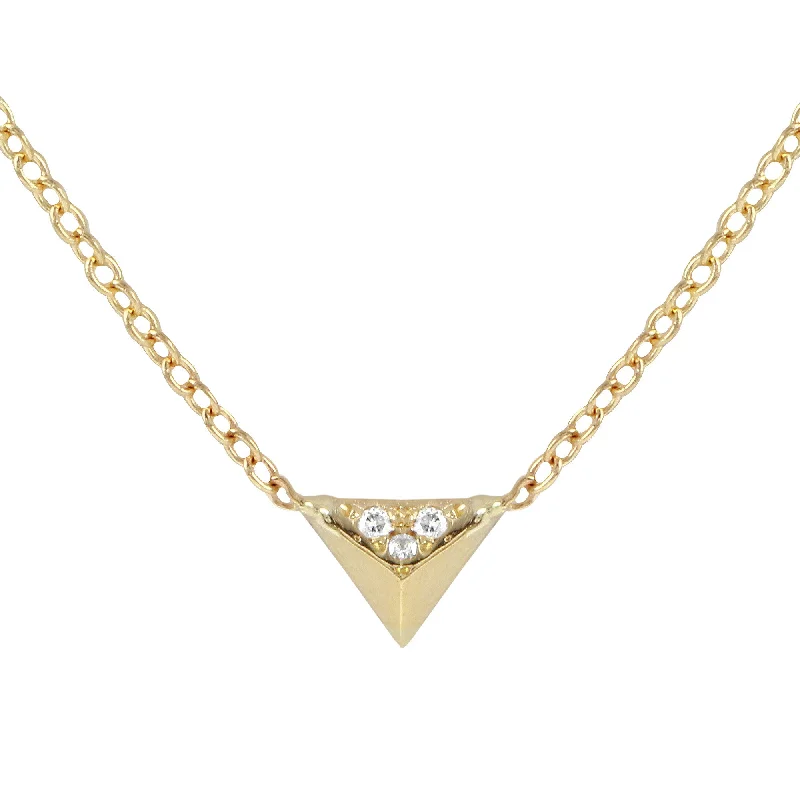 Ladies rings fashion trends-Tiny Pave Pyramid Necklace