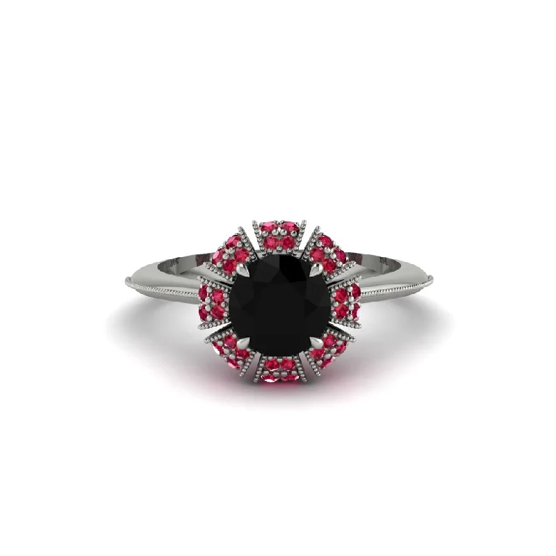 Ladies engagement rings eco-friendly-Ruby Crown Halo Engagement Ring - Annie No. 54