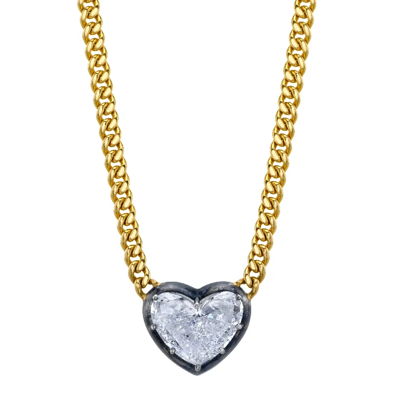 Ladies rings luxurious designs-Diamond Heart Necklace