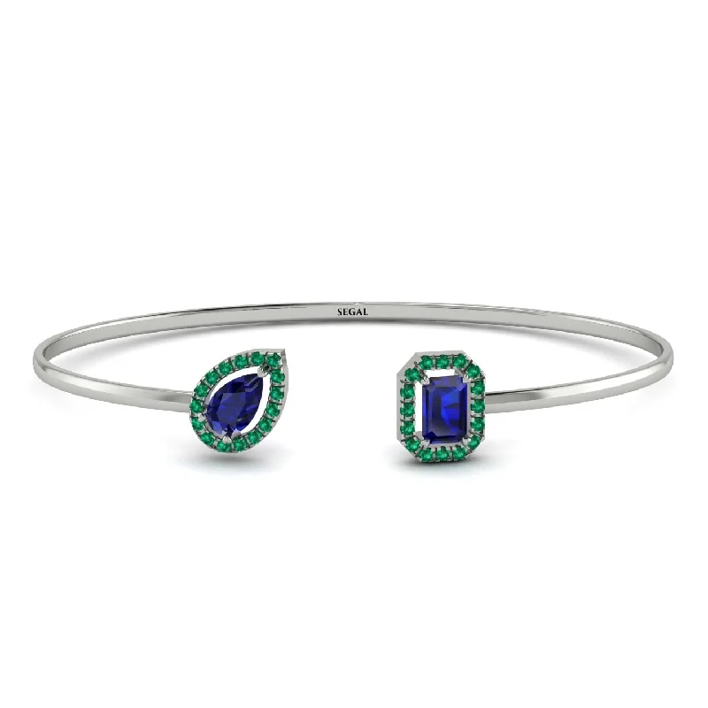 Ladies bracelets modern looks-Geometric Pearl And Emerald Sapphire Bracelet - Catherine No. 30