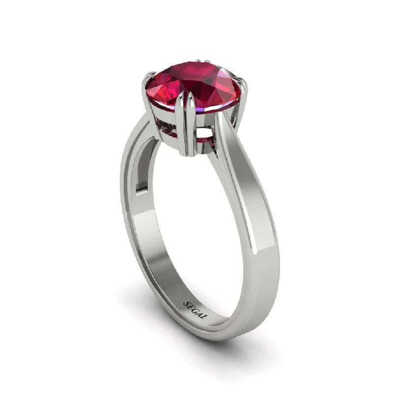 Ladies engagement rings classic looks-Ruby 14K Gold Solitaire Engagement Ring - Allie No. 12