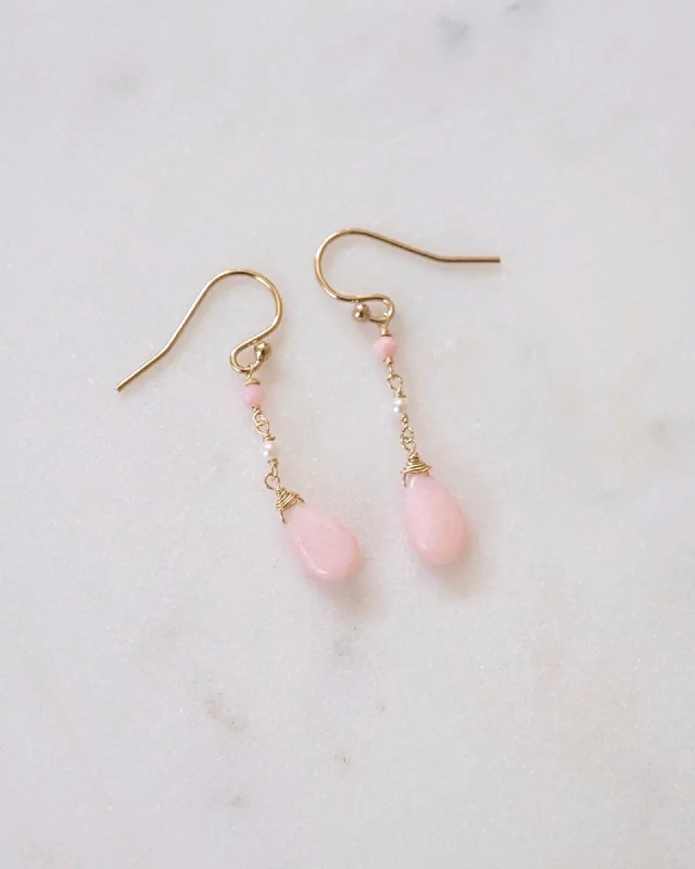 Ladies earrings proposal surprises-Pink Opal Elegant Earrings