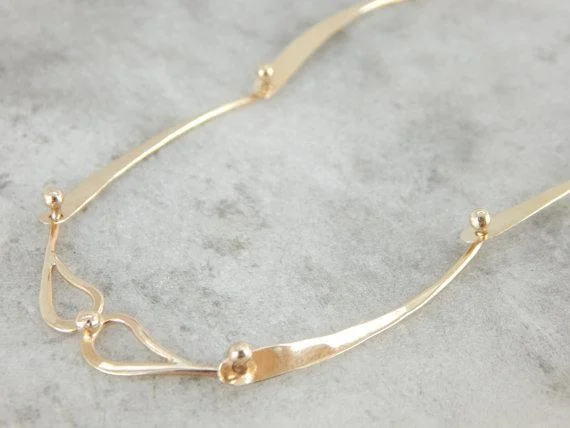 Ladies rings gift ideas-Hand Made Modernist Yellow Gold Necklace