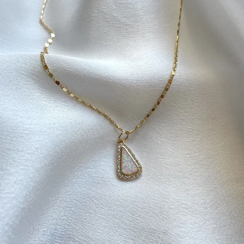 Ladies rings birthday treats-White Opal Teardrop Pendant Necklace