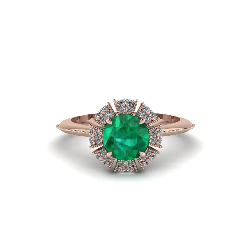 Ladies engagement rings emerald stones-Diamond Crown Halo Engagement Ring - Annie No. 5