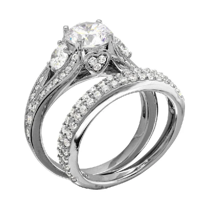 Ladies rings boho charm-Rhodium Plated 925 Sterling Silver CZ Bridal Ring - GMR00203