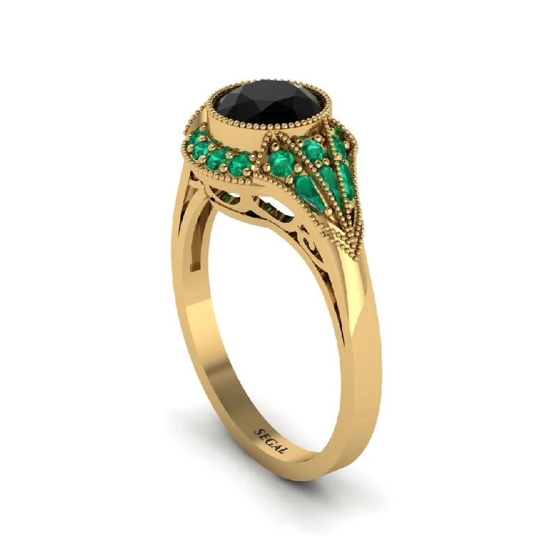 Ladies engagement rings luxurious appeal-Emerald Vintage-Inspired Besel Engagement Ring - Makenzie No. 22