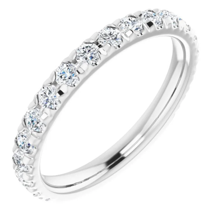 Ladies rings youthful flair-Platinum 3/4 CTW Natural Diamond French-Set Anniversary Band