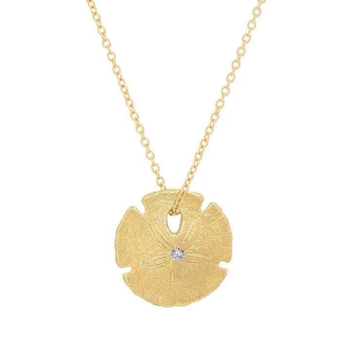 Ladies rings size options-Small Sand Dollar Necklace