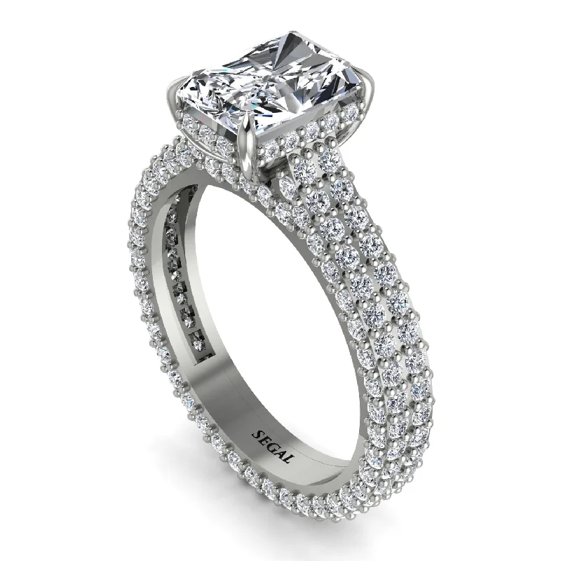 Ladies engagement rings matching sets-Radiant Cut Diamond Pave Engagement Ring - Kenzie No. 3