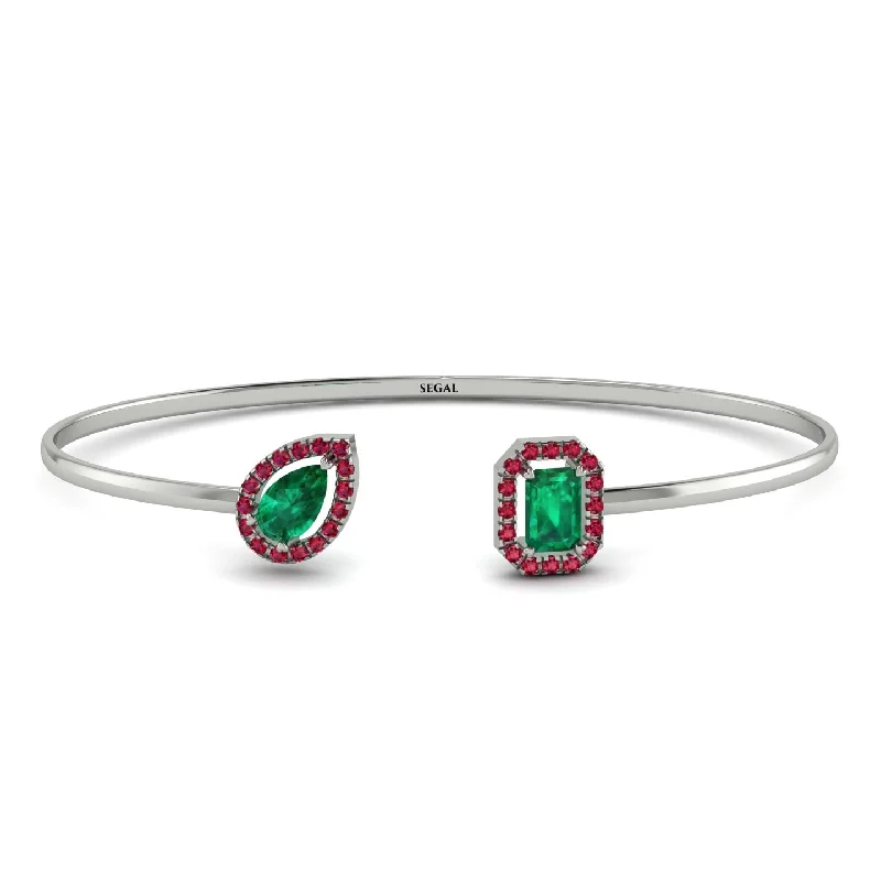 Ladies bracelets modern looks-Geometric Pearl And Emerald Emerald Bracelet - Catherine No. 51