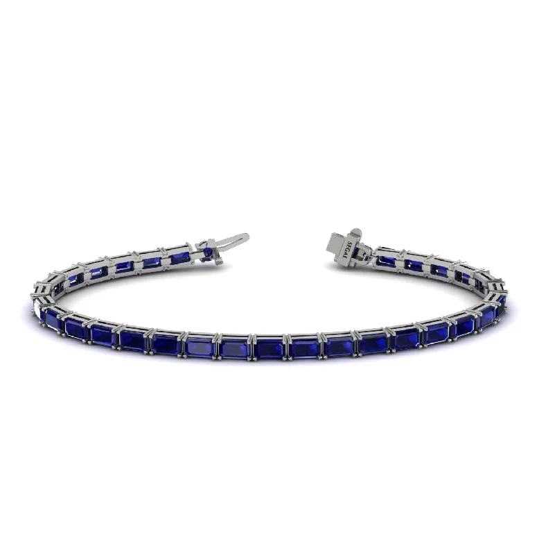 Ladies bracelets animal charms-Emerald Cut Sapphire Tennis Bracelet - Rachel No. 15