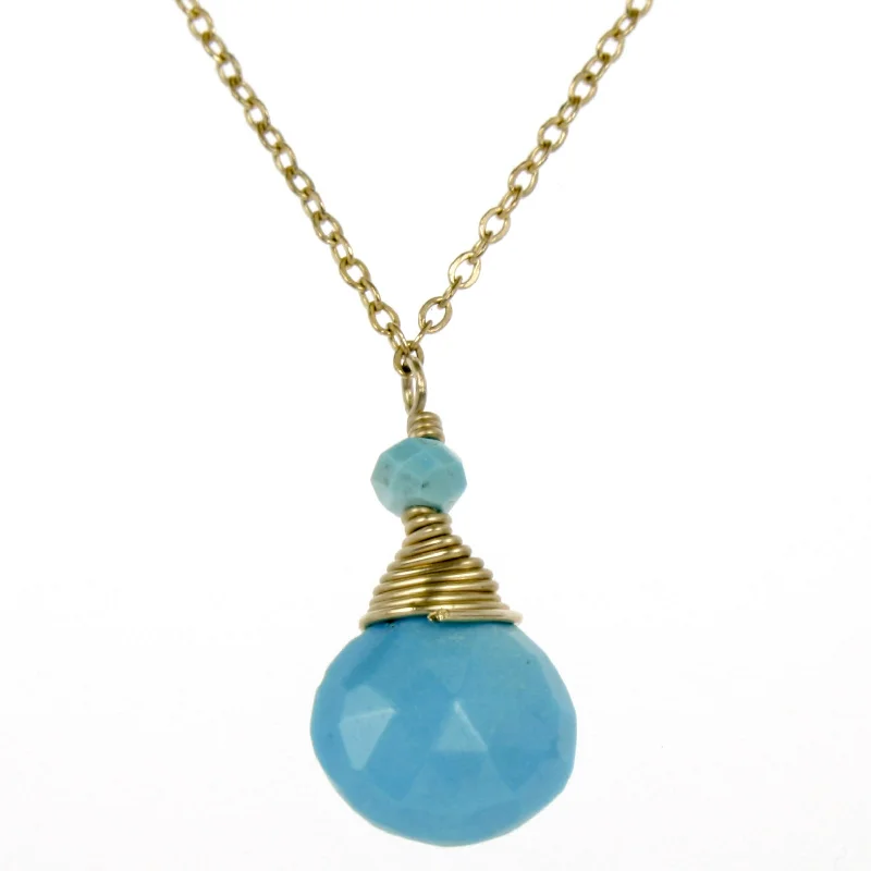 Ladies rings rose gold-Turquoise One Drop Necklace