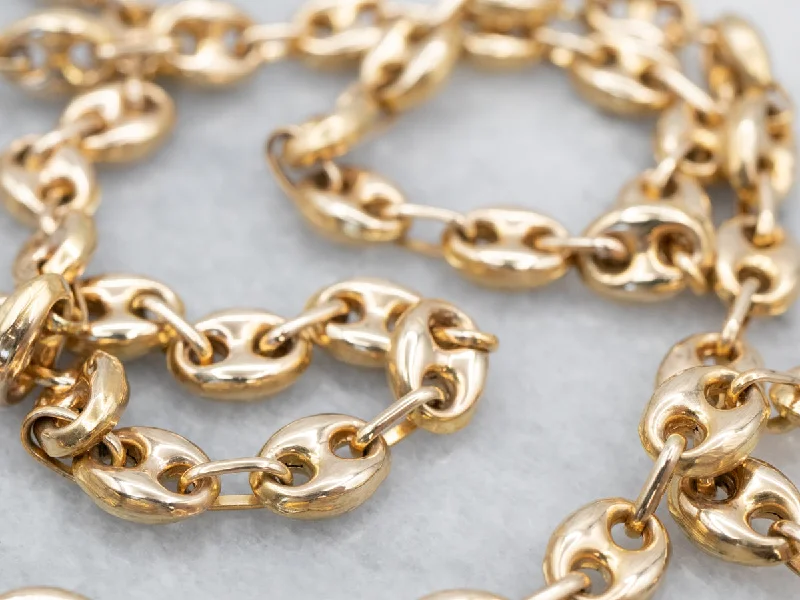 Ladies rings e-commerce finds-Yellow Gold Anchor Link Chain Necklace