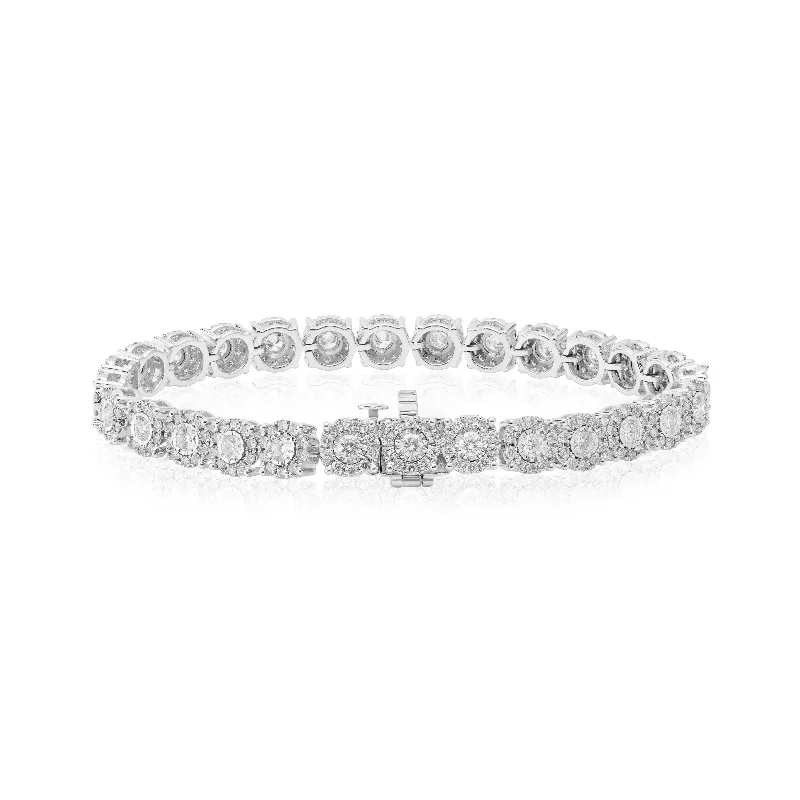 Ladies bracelets subtle luxury-White Gold Diamond Cluster Bracelet