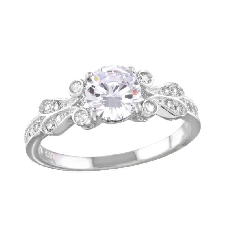 Ladies rings buying guide-Rhodium Plated 925 Sterling Silver Clear CZ Ring - BGR01165CLR