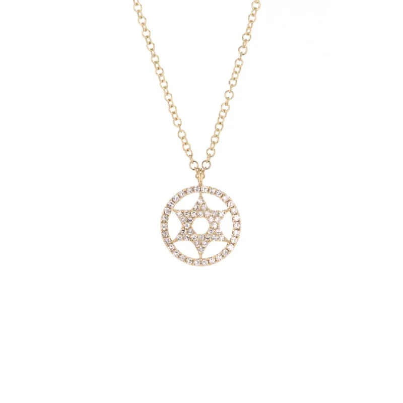 Ladies rings vintage charm-Diamond Star of David Pendant Necklace