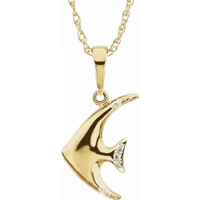 Ladies rings classic designs-Diamond Angel Fish Necklace