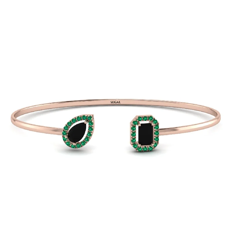 Ladies bracelets elegant looks-Geometric Pearl And Emerald Black Diamond Bracelet - Catherine No. 23