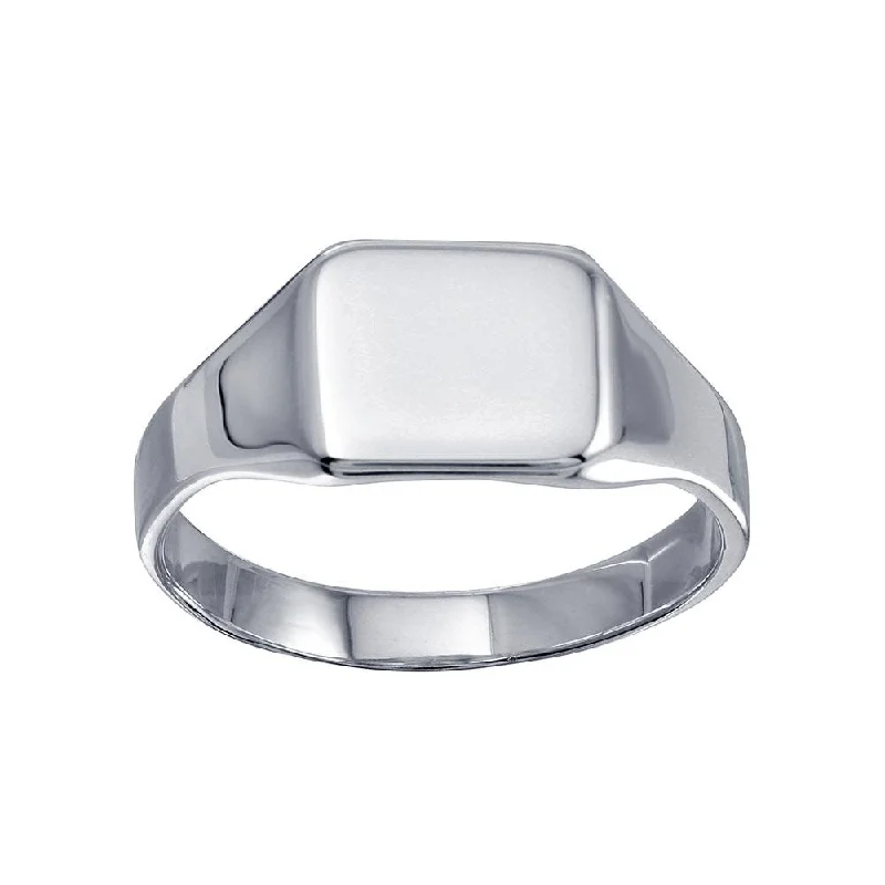 Ladies rings social media trends-High Polished 925 Sterling Silver Square Engravable Ring - SOR00033