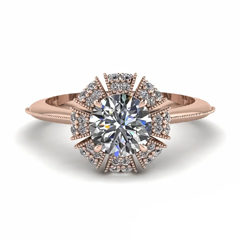 Ladies engagement rings luxury brands-Diamond Crown Halo Engagement Ring - Annie No. 2