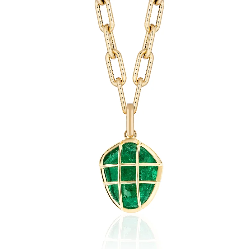 Ladies rings discount offers-Emerald Cage Pendant Necklace