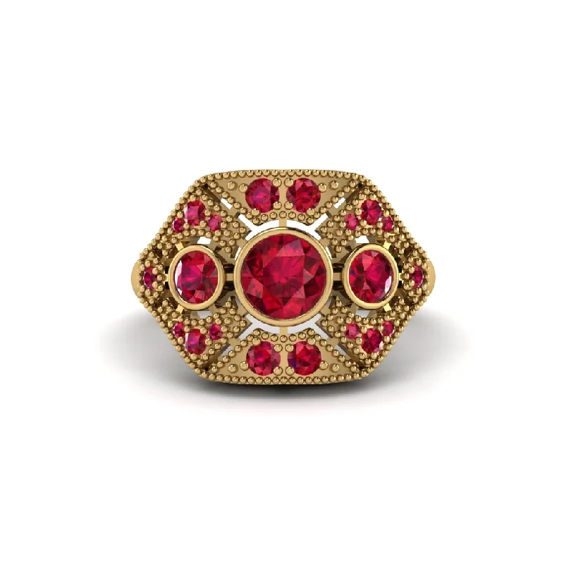 Ladies engagement rings colorful gems-Ruby Art Deco Geometric Engagement Ring - Haven No. 55