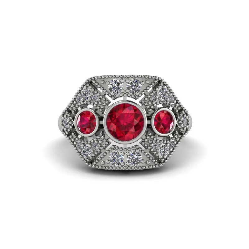 Ladies engagement rings premium picks-Ruby Art Deco Geometric Engagement Ring - Haven No. 12