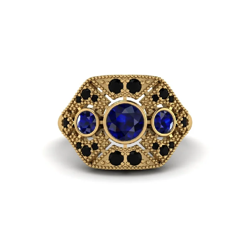 Ladies engagement rings e-commerce finds-Sapphire Art Deco Geometric Engagement Ring - Haven No. 43