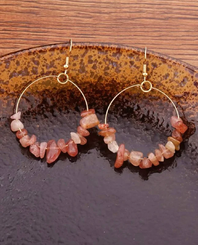 Ladies earrings anniversary picks-Dusty Pink Stone Drop Earrings