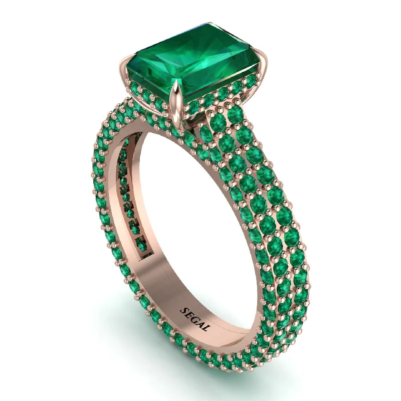 Ladies engagement rings rose gold-Radiant Cut Emerald Pave Engagement Ring - Kenzie No. 20