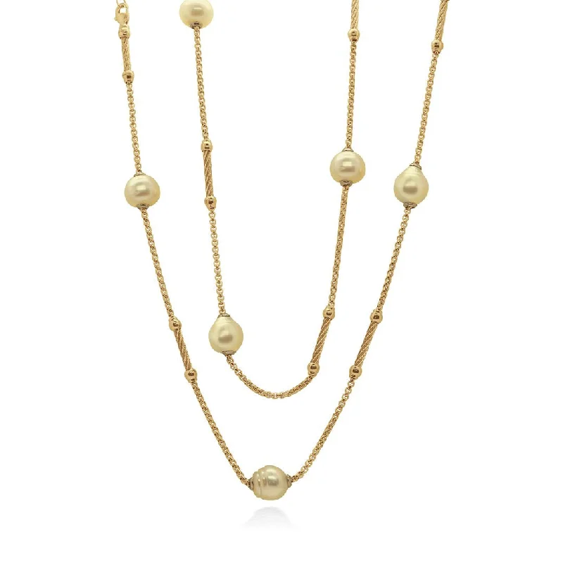 Ladies rings buying guide-36" Pearl & Cable Necklace