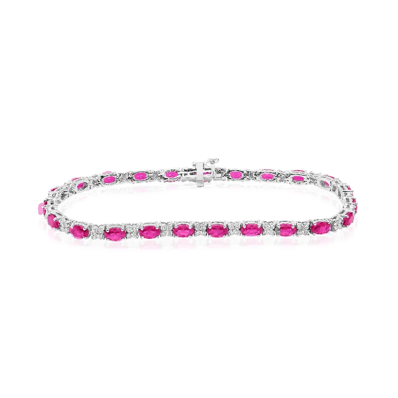 Ladies bracelets memory keepsakes-White Gold Ruby and Diamond Bracelet