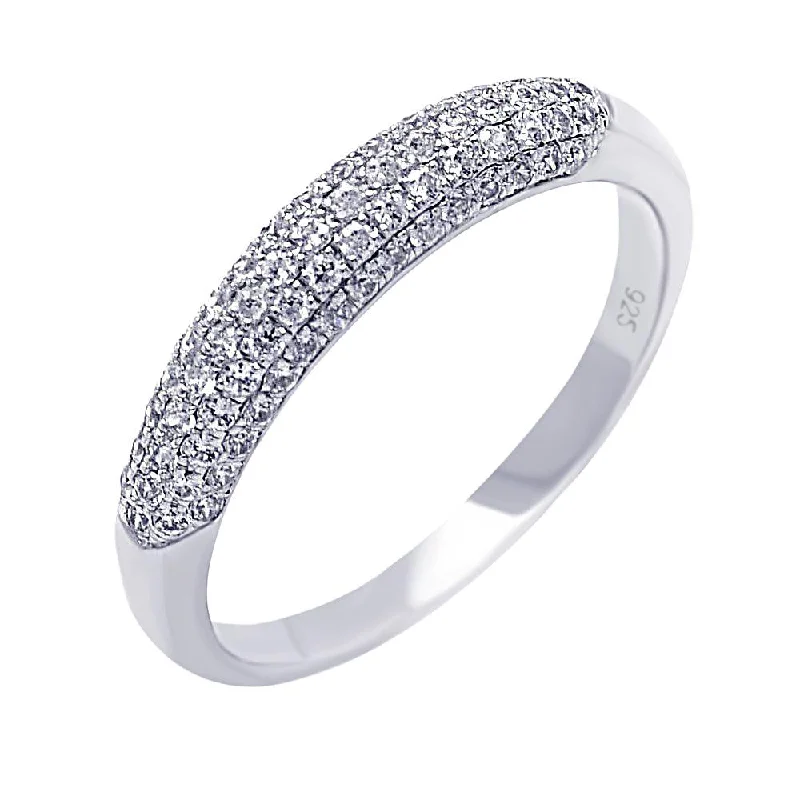 Ladies rings holiday gifts-Silver 925 Rhodium Plated Micro Pave CZ Ring - ACR00032