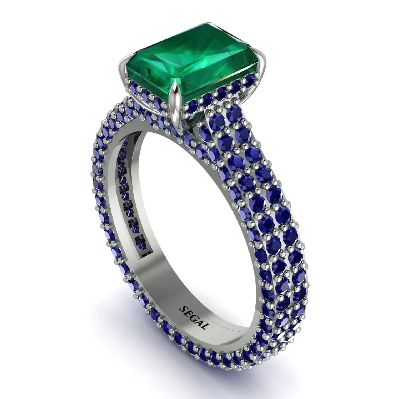 Ladies engagement rings lab-grown diamonds-Radiant Cut Emerald Pave Engagement Ring - Kenzie No. 66