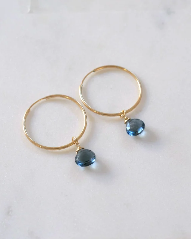 Ladies earrings vintage vibes-London Blue Topaz Hoop Earrings