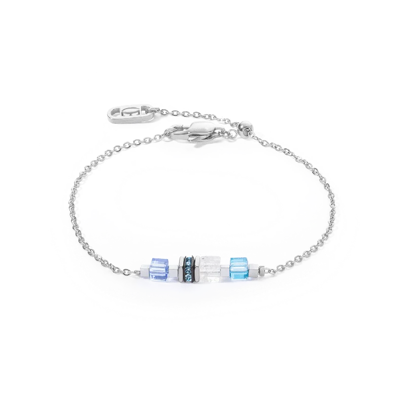 Ladies bracelets size guide-Silver Blue Mini Cubes Bracelet