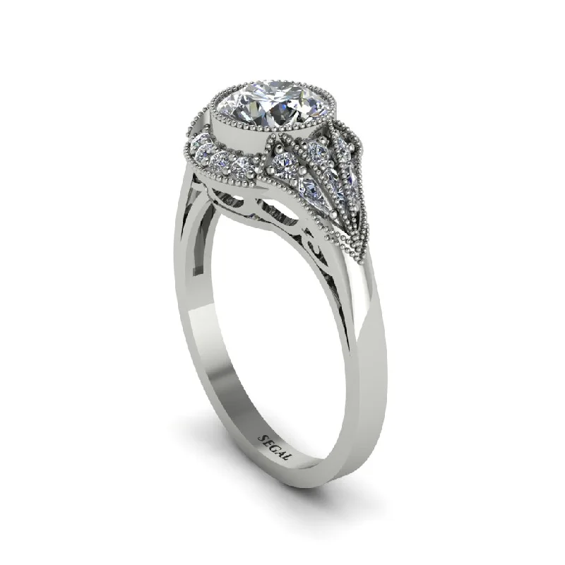 Ladies engagement rings e-commerce finds-Diamond Vintage-Inspired Besel Engagement Ring - Makenzie No. 3