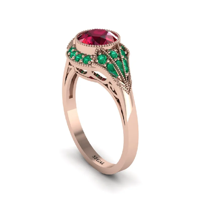 Ladies engagement rings European flair-Emerald Vintage-Inspired Besel Engagement Ring - Makenzie No. 26