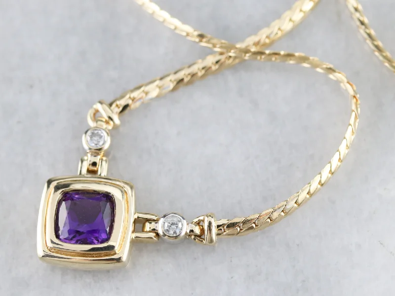 Ladies rings online shopping-Modernist Amethyst and Diamond Necklace