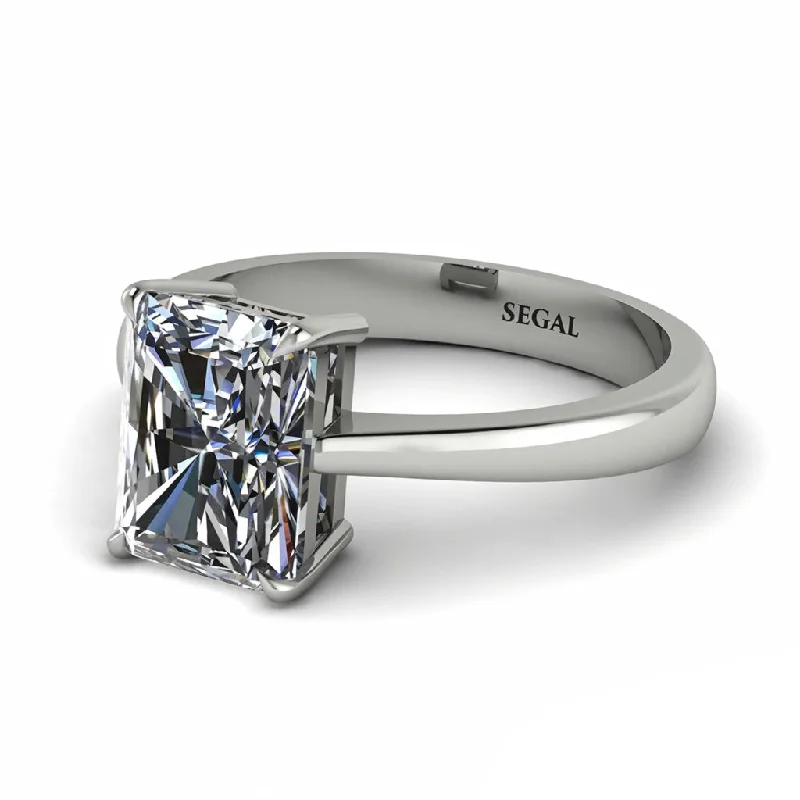 Ladies engagement rings floral motifs-Emerald Cut Diamond 14K Gold Engagement Ring - Heidi No. 3