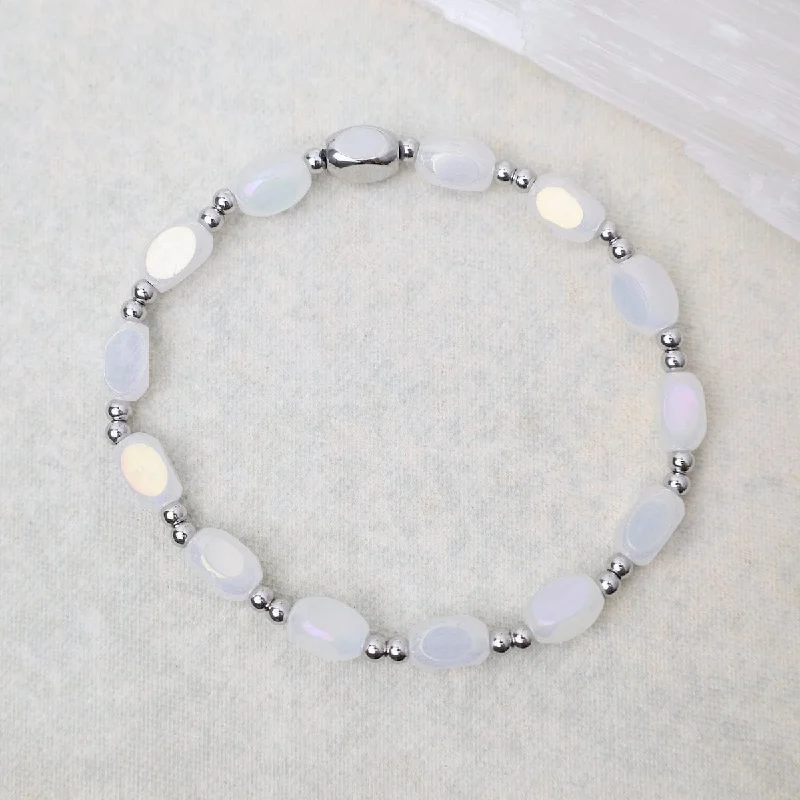 Ladies bracelets latest designs-All in Pop Of Color Bracelet in White Cap & Stainless Steel