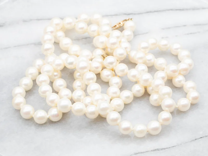 Ladies rings light luxury-Long White Pearl Beaded Necklace