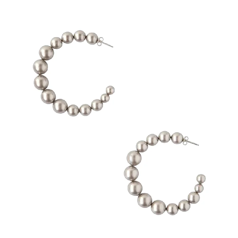 Ladies earrings gold styles-Multi Pearl Hoop Earrings - Platinum