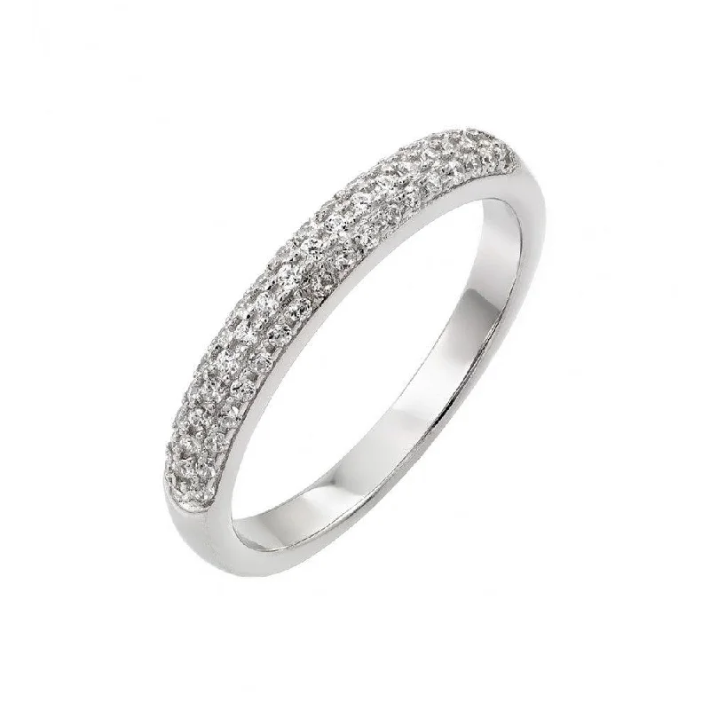 Ladies rings limited editions-Silver 925 Rhodium Plated Micro Pave CZ Ring - STR00948